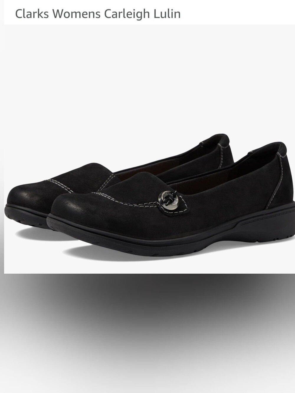 Clarks Womens Carleigh Lulin Black Slip-On Loafers